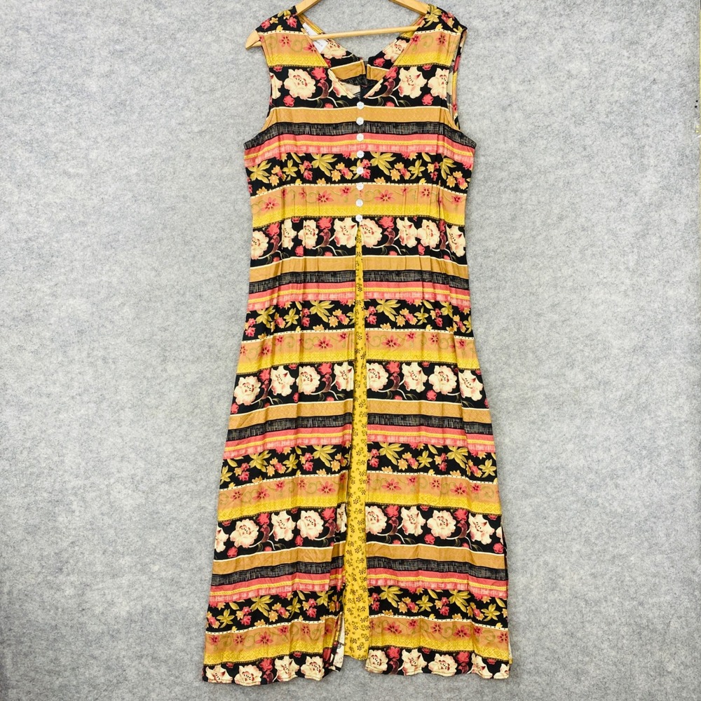 Betsy Lauren Womens Vintage Multicolor Floral Maxi Dress 16 Cottagecore Prairie